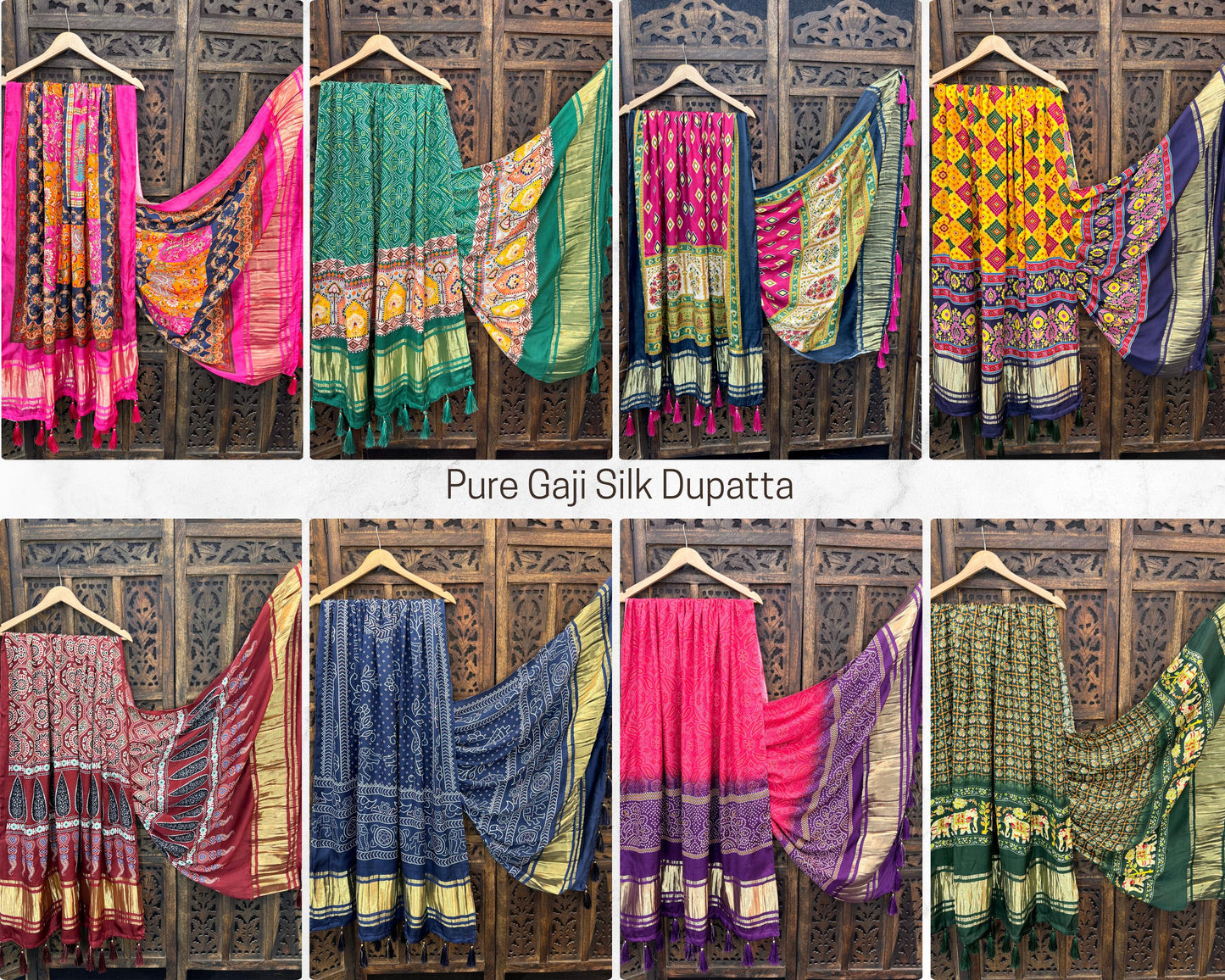 Lightweight Gaji Silk Dupatta with Tassels – Festive Wear