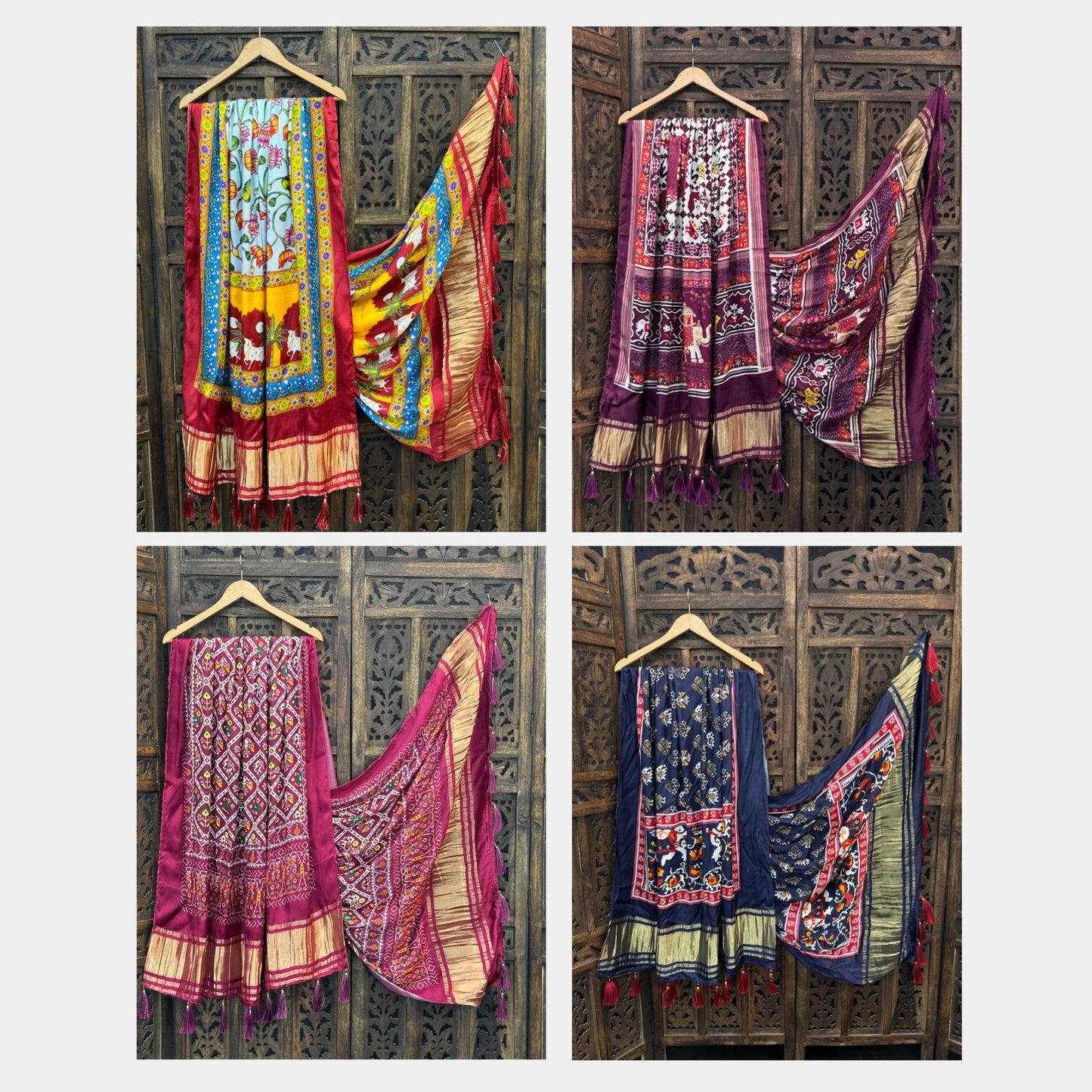 Designer Pure Gaji Dupatta – Kalamkari, Patola, Gujarati Prints