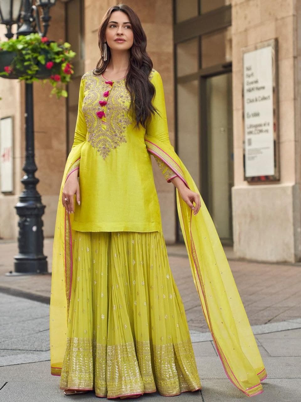 Designer Palazzo Suit for Women – Sequin Embroidered Fox Georgette | Festive Collection