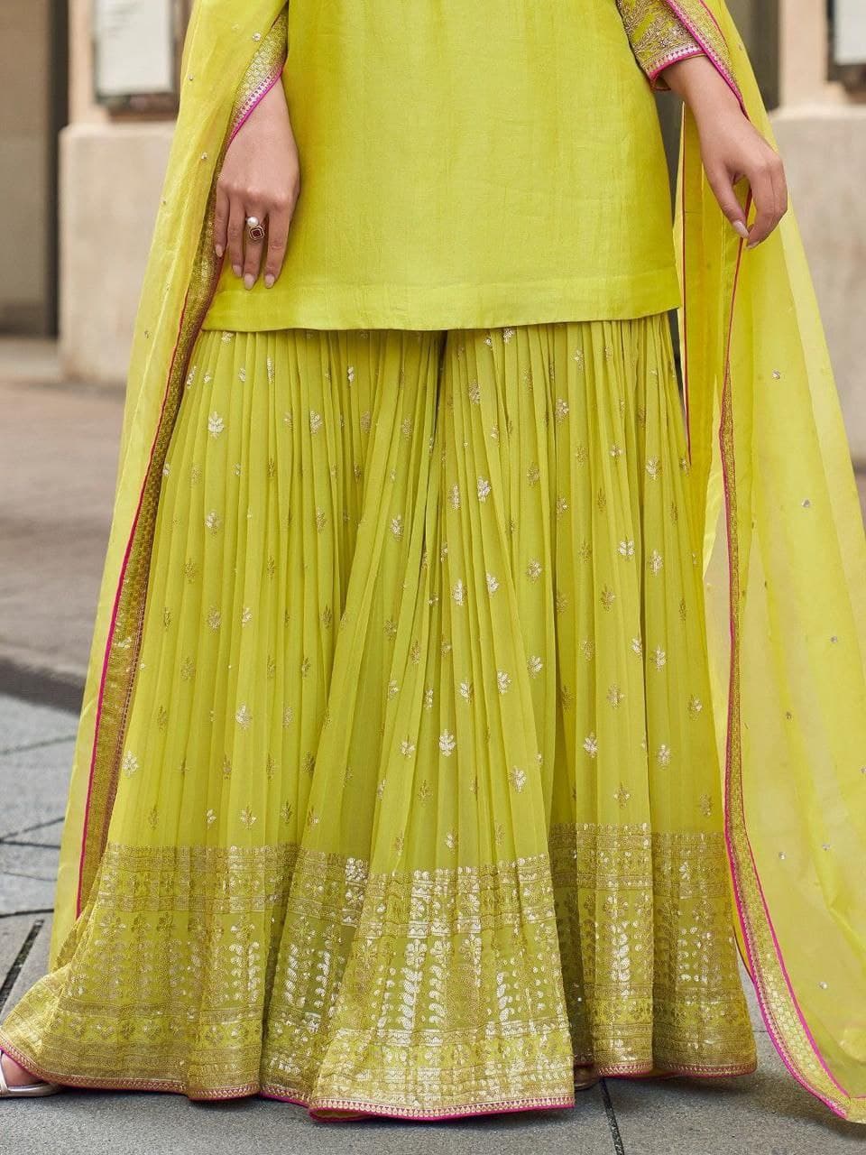 Designer Palazzo Suit for Women – Sequin Embroidered Fox Georgette | Festive Collection