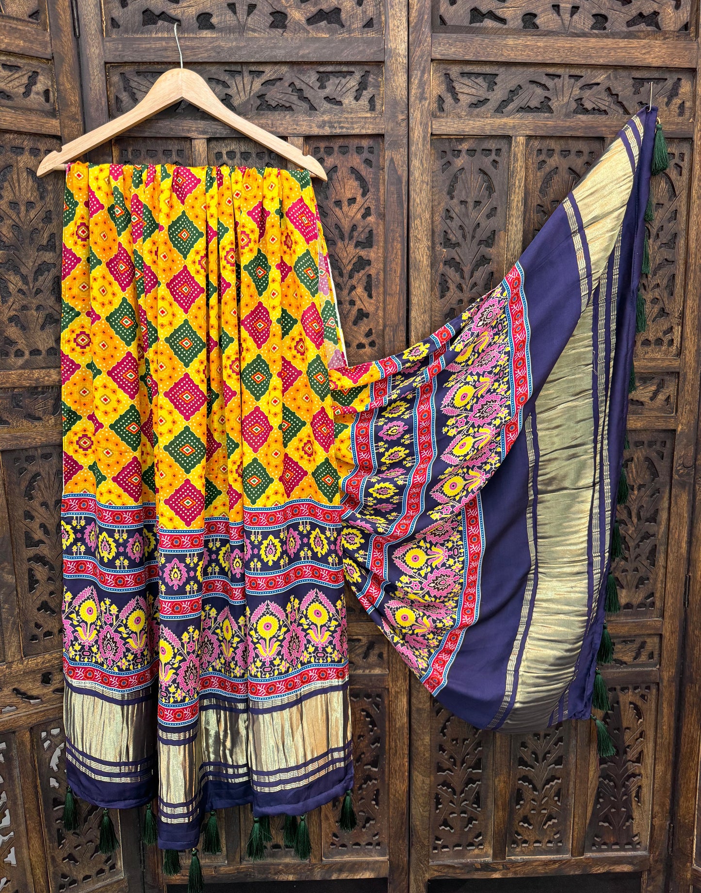 Lightweight Gaji Silk Dupatta with Tassels – Festive Wear
