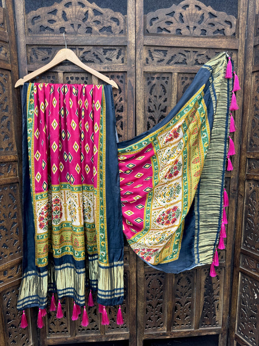 Lightweight Gaji Silk Dupatta with Tassels – Festive Wear