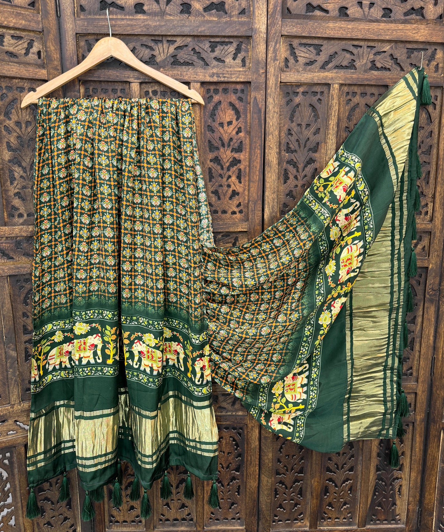 Lightweight Gaji Silk Dupatta with Tassels – Festive Wear