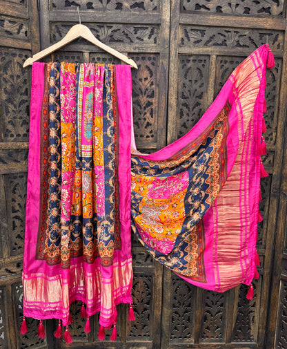 Lightweight Gaji Silk Dupatta with Tassels – Festive Wear