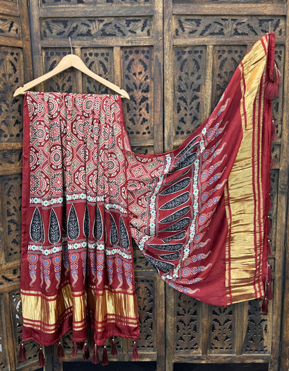 Lightweight Gaji Silk Dupatta with Tassels – Festive Wear