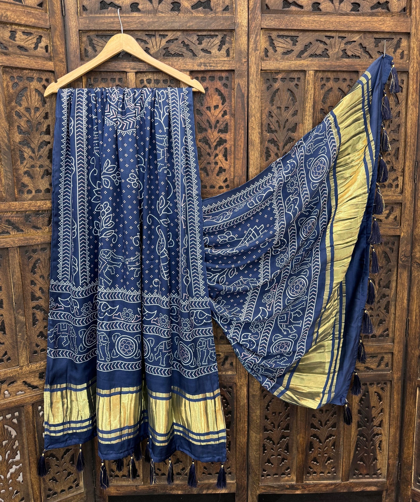 Lightweight Gaji Silk Dupatta with Tassels – Festive Wear