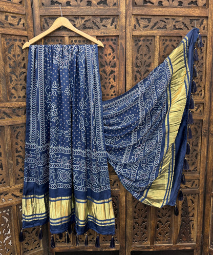 Lightweight Gaji Silk Dupatta with Tassels – Festive Wear