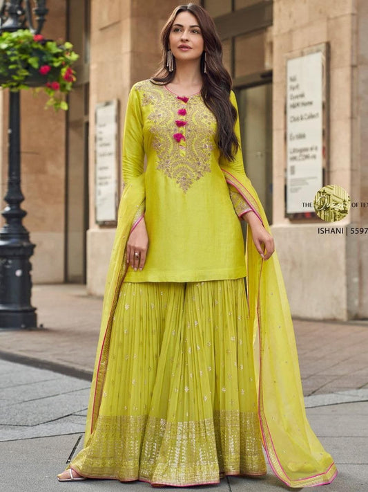 Designer Palazzo Suit for Women – Sequin Embroidered Fox Georgette | Festive Collection