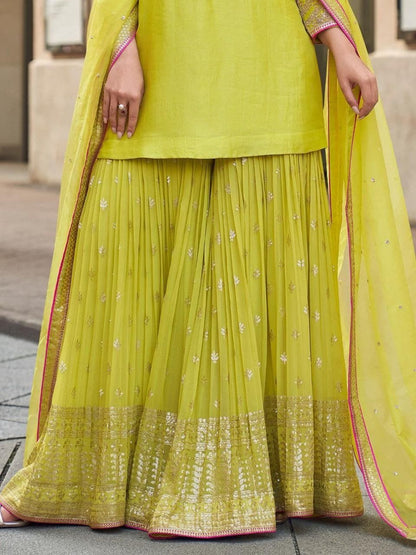 Designer Palazzo Suit for Women – Sequin Embroidered Fox Georgette | Festive Collection
