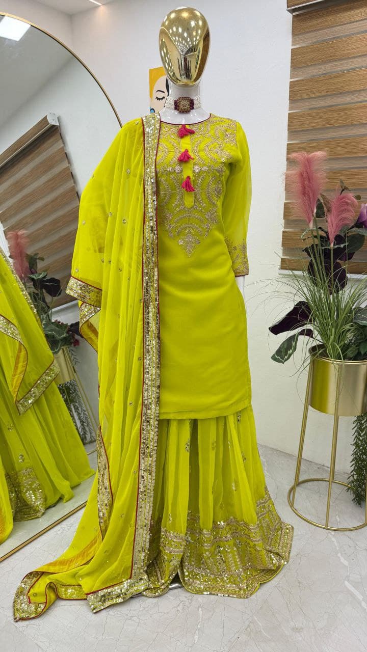 Designer Palazzo Suit for Women – Sequin Embroidered Fox Georgette | Festive Collection