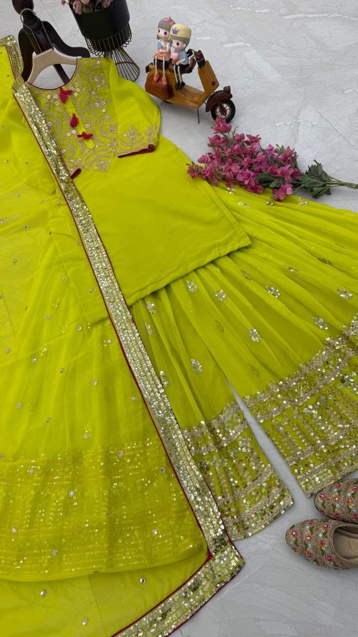 Designer Palazzo Suit for Women – Sequin Embroidered Fox Georgette | Festive Collection
