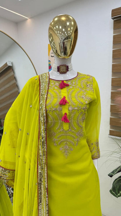 Designer Palazzo Suit for Women – Sequin Embroidered Fox Georgette | Festive Collection