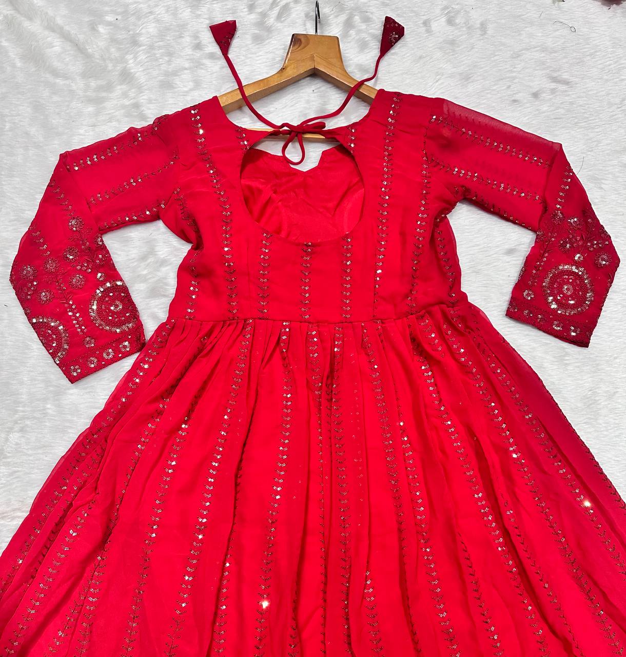 Ready to Wear Embroidered Anarkali Dress with Pants & Dupatta