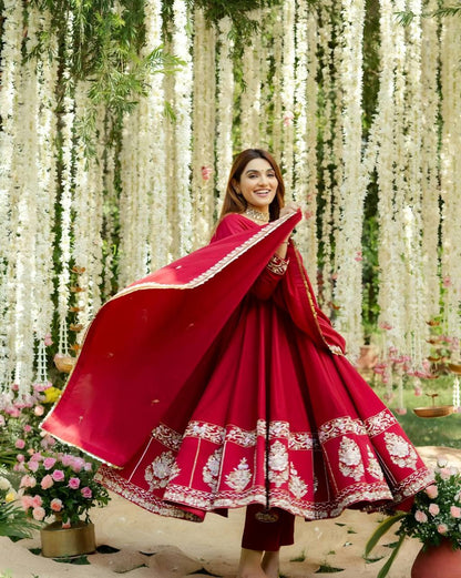 Premium Readymade Anarkali Suit with Dupatta – Roman Silk Festive Set