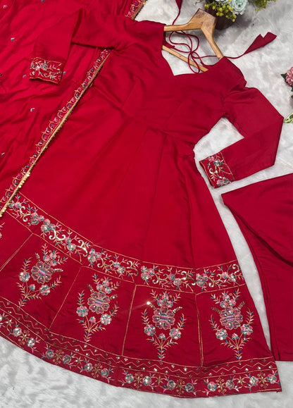 Premium Readymade Anarkali Suit with Dupatta – Roman Silk Festive Set