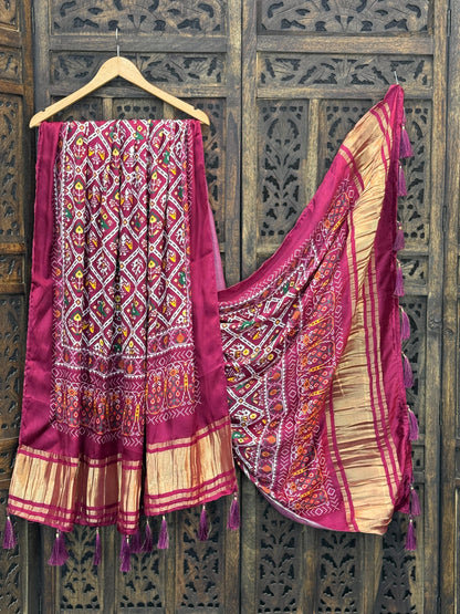 Designer Pure Gaji Dupatta – Kalamkari, Patola, Gujarati Prints
