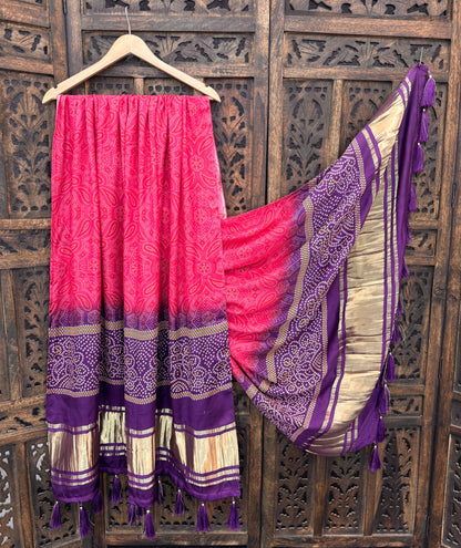 Lightweight Gaji Silk Dupatta with Tassels – Festive Wear